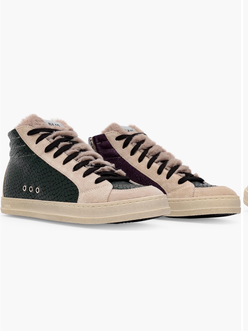 P448 High-Top Sneakers in Beige, Black, Dark Green and Purple